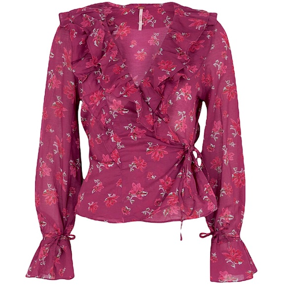 Free People Amanda Ruffle Top in Sultry Combo. Size Small. New - Picture 6 of 13